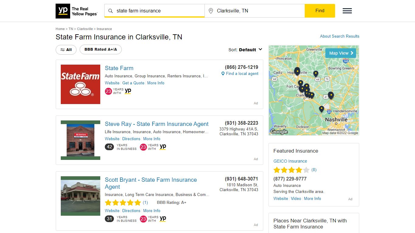 State Farm Insurance Locations & Hours Near Clarksville, TN - YP.com